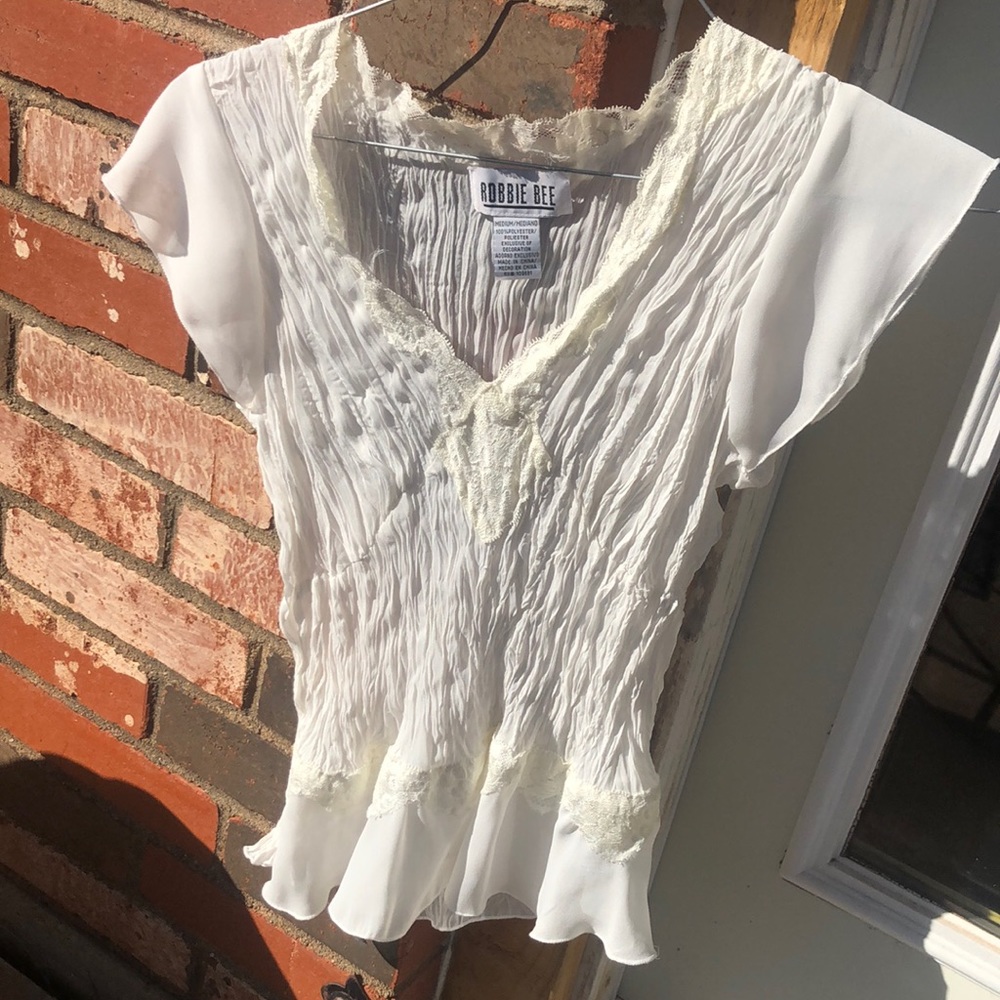 White modern ruffle shirt